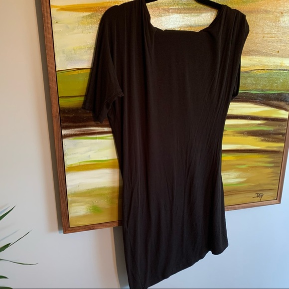 COPY - Asymmetrical espresso brown dress. - Picture 7 of 7